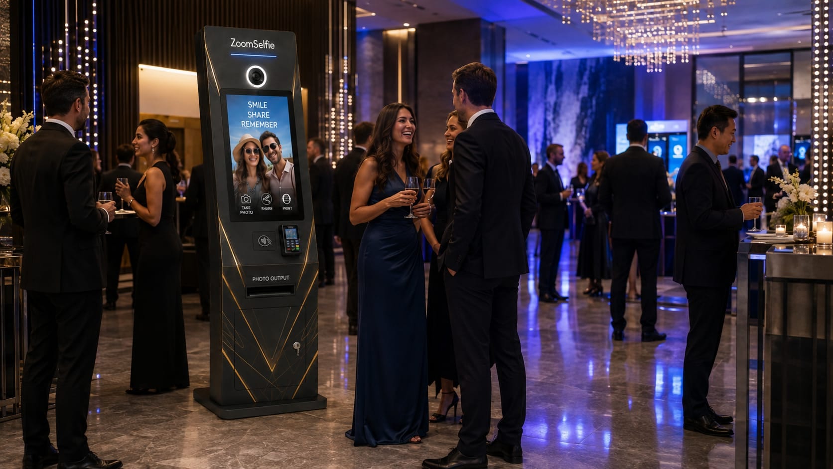 A ZoomSelfie kiosk integrated into a corporate event