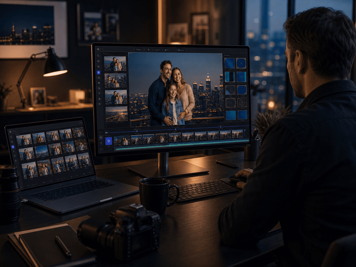 A creative operator producing personalised photo and video content in the ZoomSelfie Desktop App
