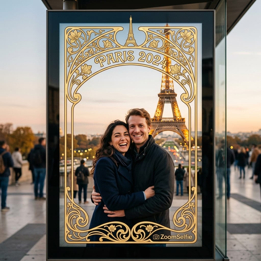 Couple in a personalized Paris destination photo