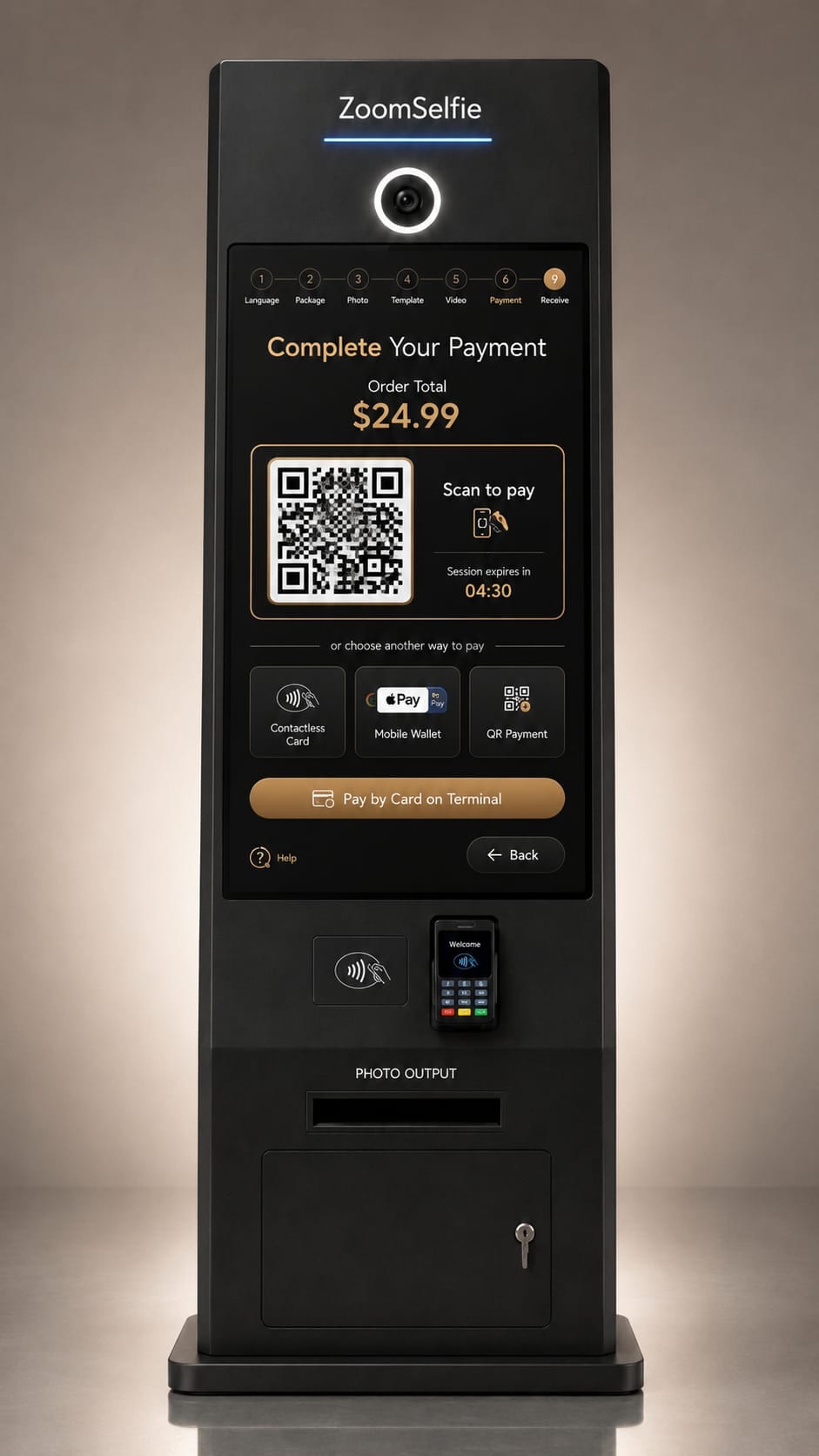 ZoomSelfie kiosk payment screen