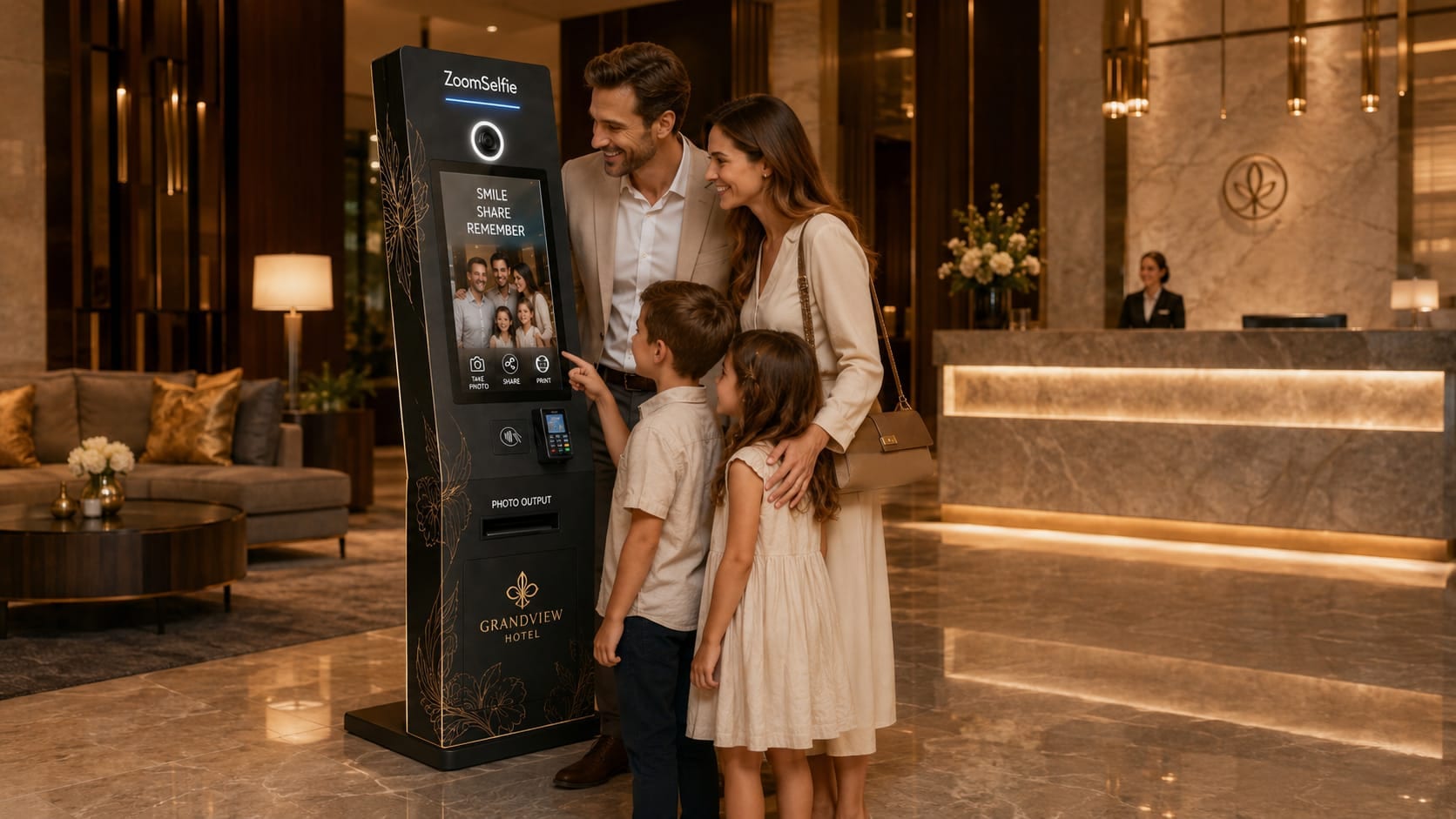 A ZoomSelfie kiosk experience in hospitality